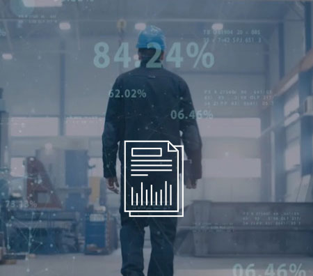 Image of frontline worker blue hard hat walking way from viewer in warehouse.