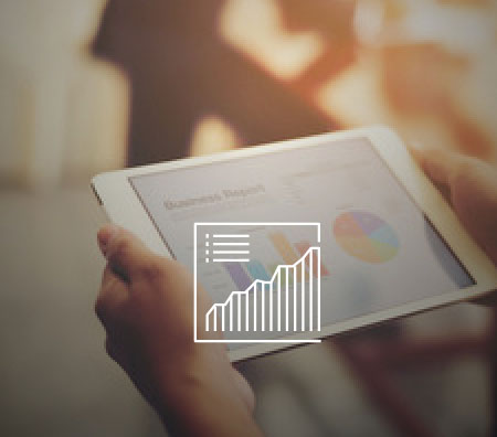 Image of computer tablet closeup with Webalo generated charts shown.