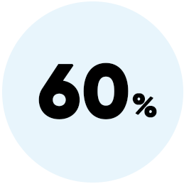 Image of a blue bubble with the text: 60%.